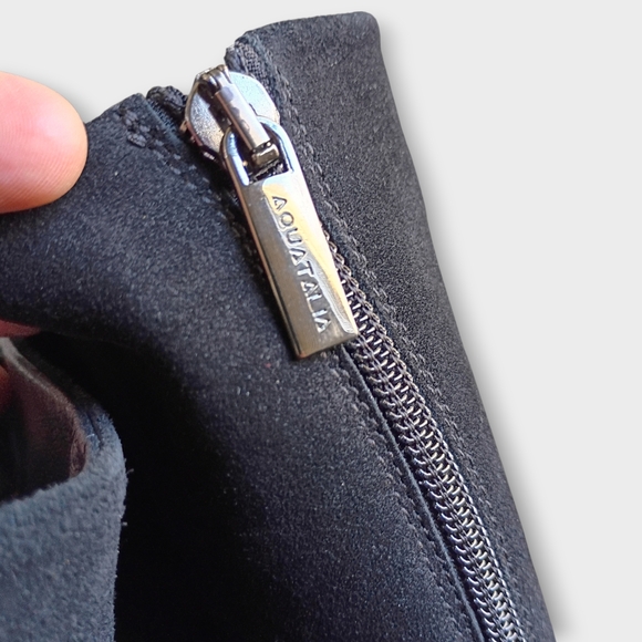 Aquatalia Black Suede Heeled Boots Women's Size 11 - Picture 8 of 10